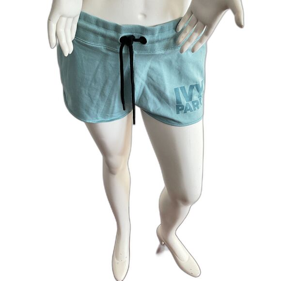 Ivy Park Elastic Waist Shadow Logo Drawstring Terry Shorts Pale Blue XL - Picture 3 of 10